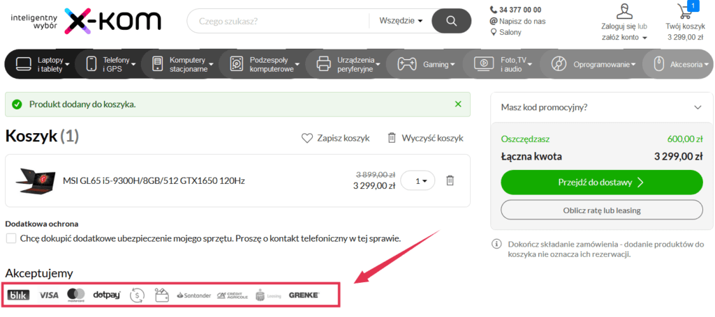 Sklep internetowy - możliwości płatności